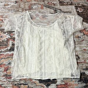 NWOT American Eagle Outfitters Sheer Lace Overlay Top Cream Sz S